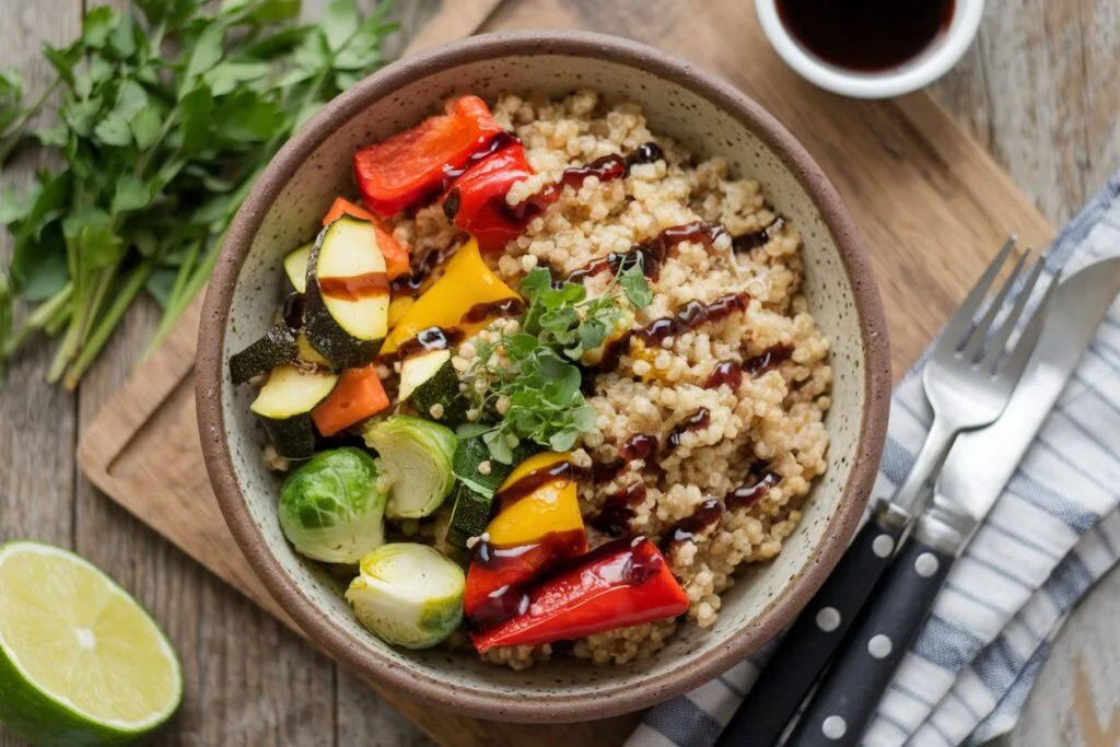 Roasted Vegetable Quinoa Bowl – a healthy, grain-based dish.