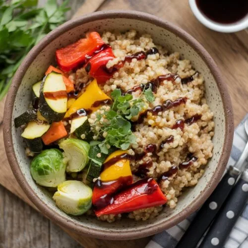 Roasted Vegetable Quinoa Bowl – a healthy, grain-based dish.