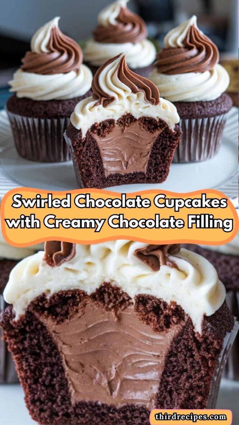 Swirled Chocolate Cupcakes with Creamy Chocolate Filling